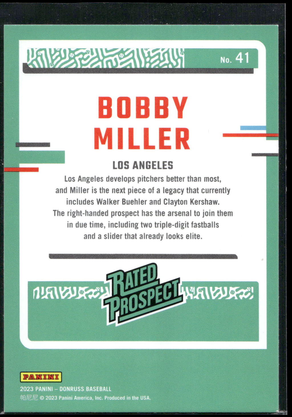 2023 Donruss #41 Bobby Miller