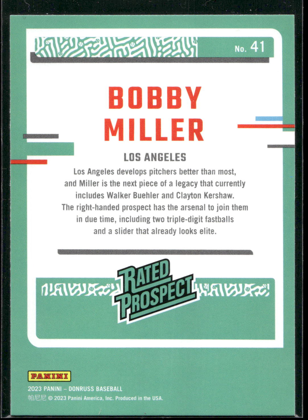 2023 Donruss #41 Bobby Miller