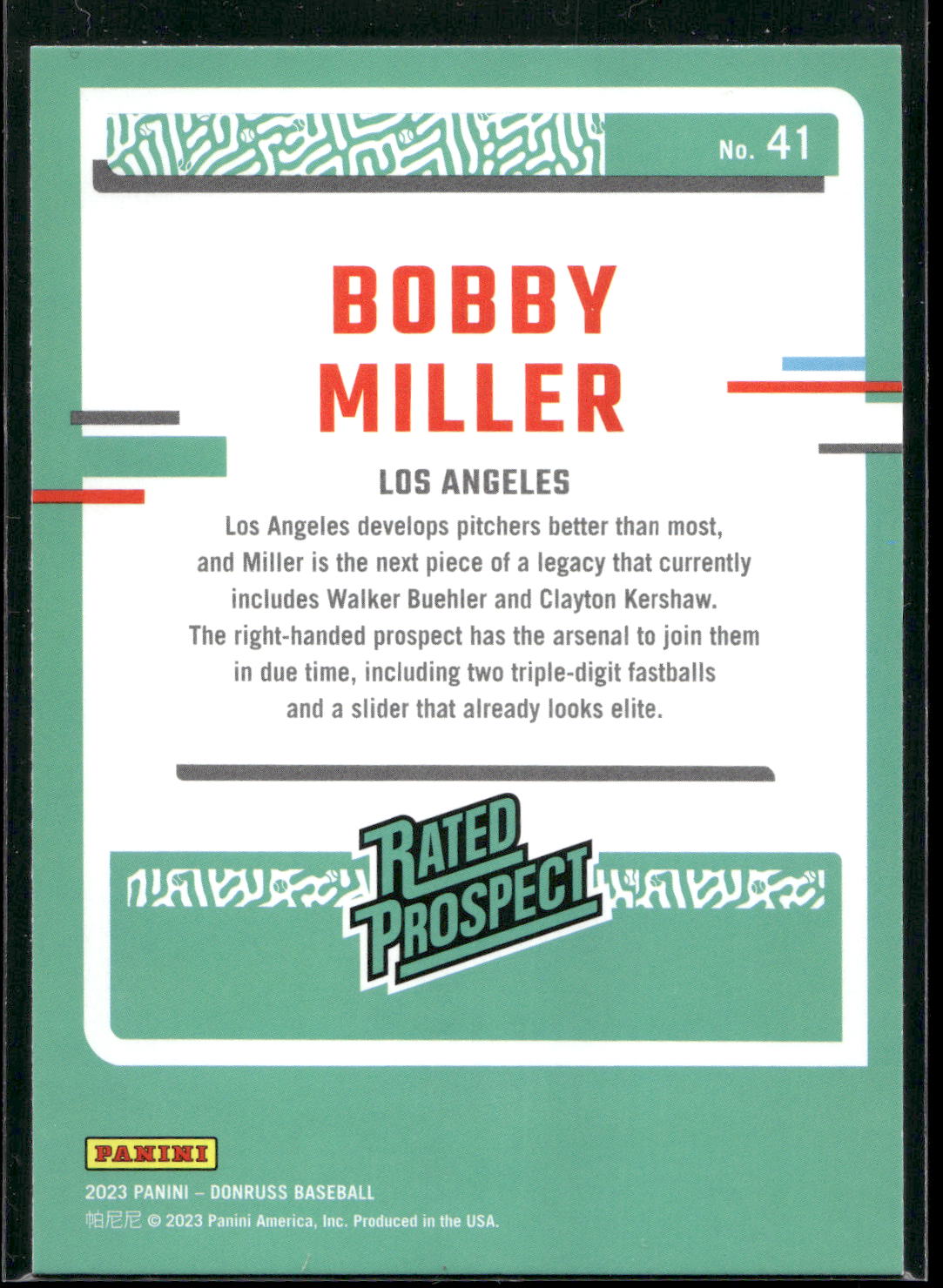 2023 Donruss #41 Bobby Miller
