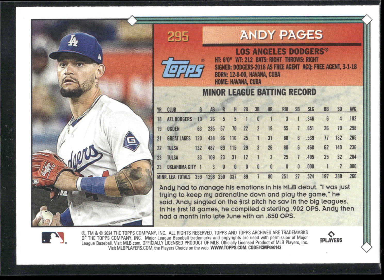 2024 Topps Archives #295 Andy Pages