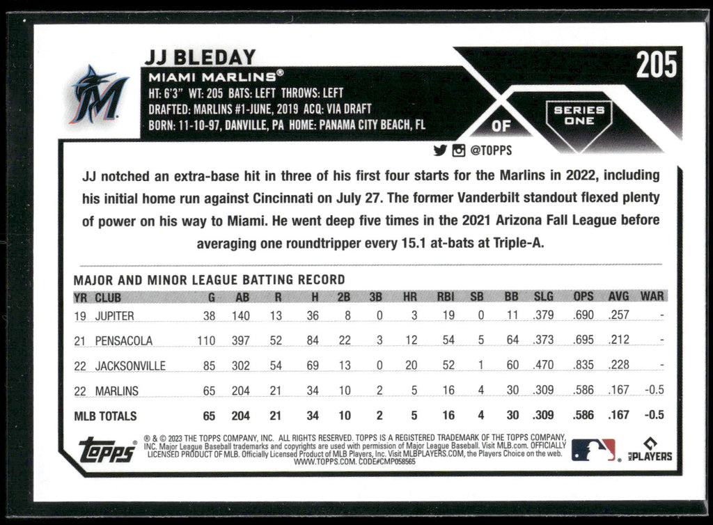 2023 Topps #205 JJ Bleday