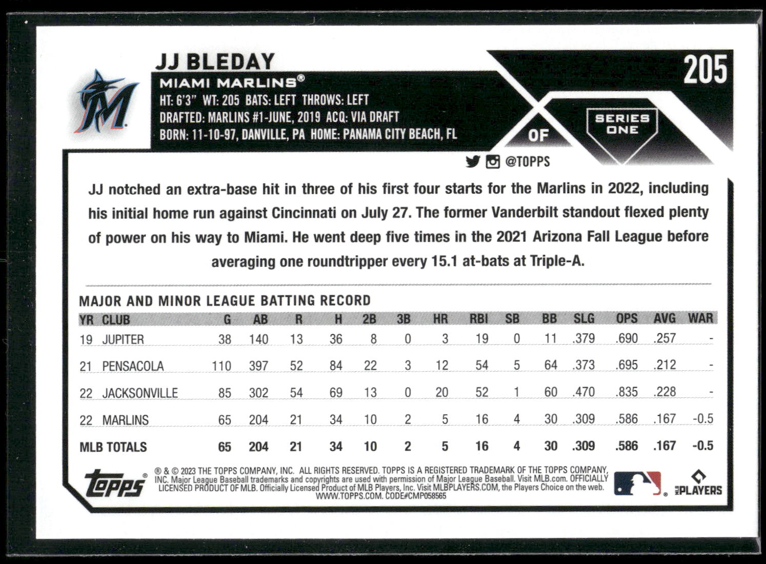 2023 Topps #205 JJ Bleday