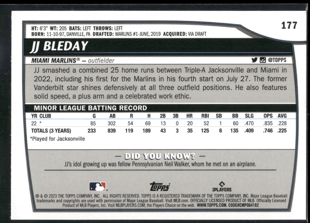 2023 Topps Big League #177 JJ Bleday