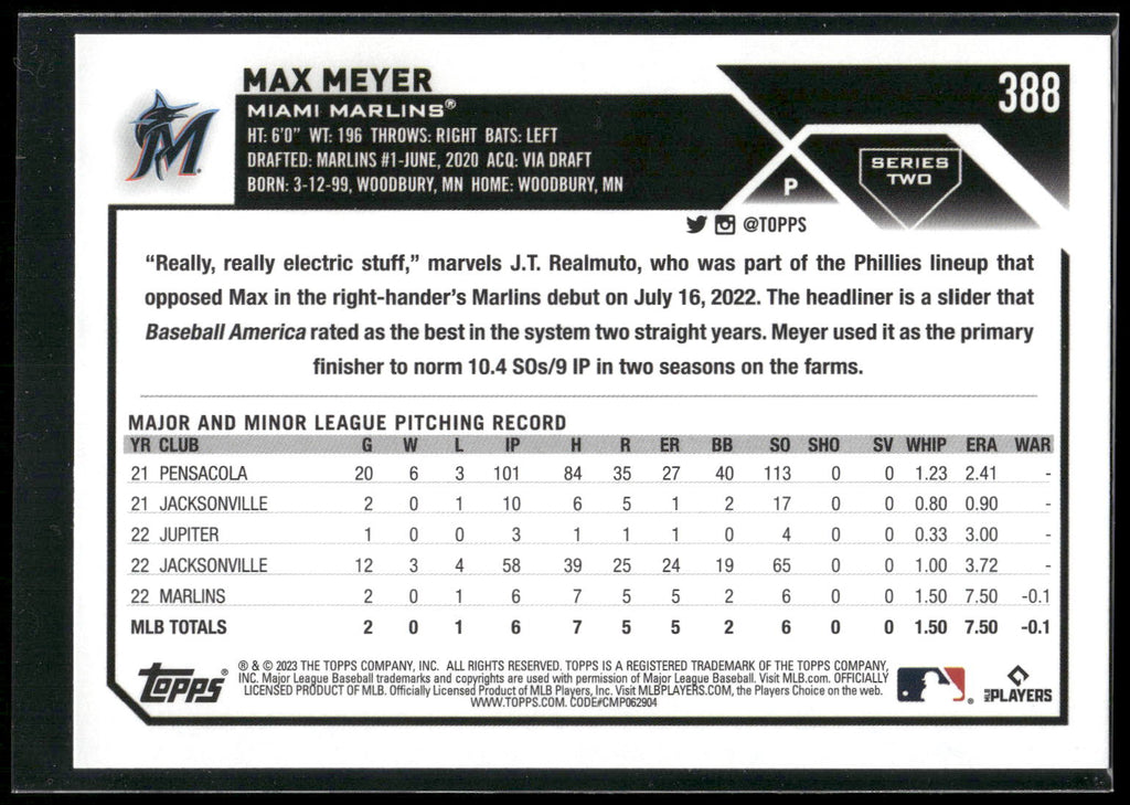2023 Topps #388 Max Meyer