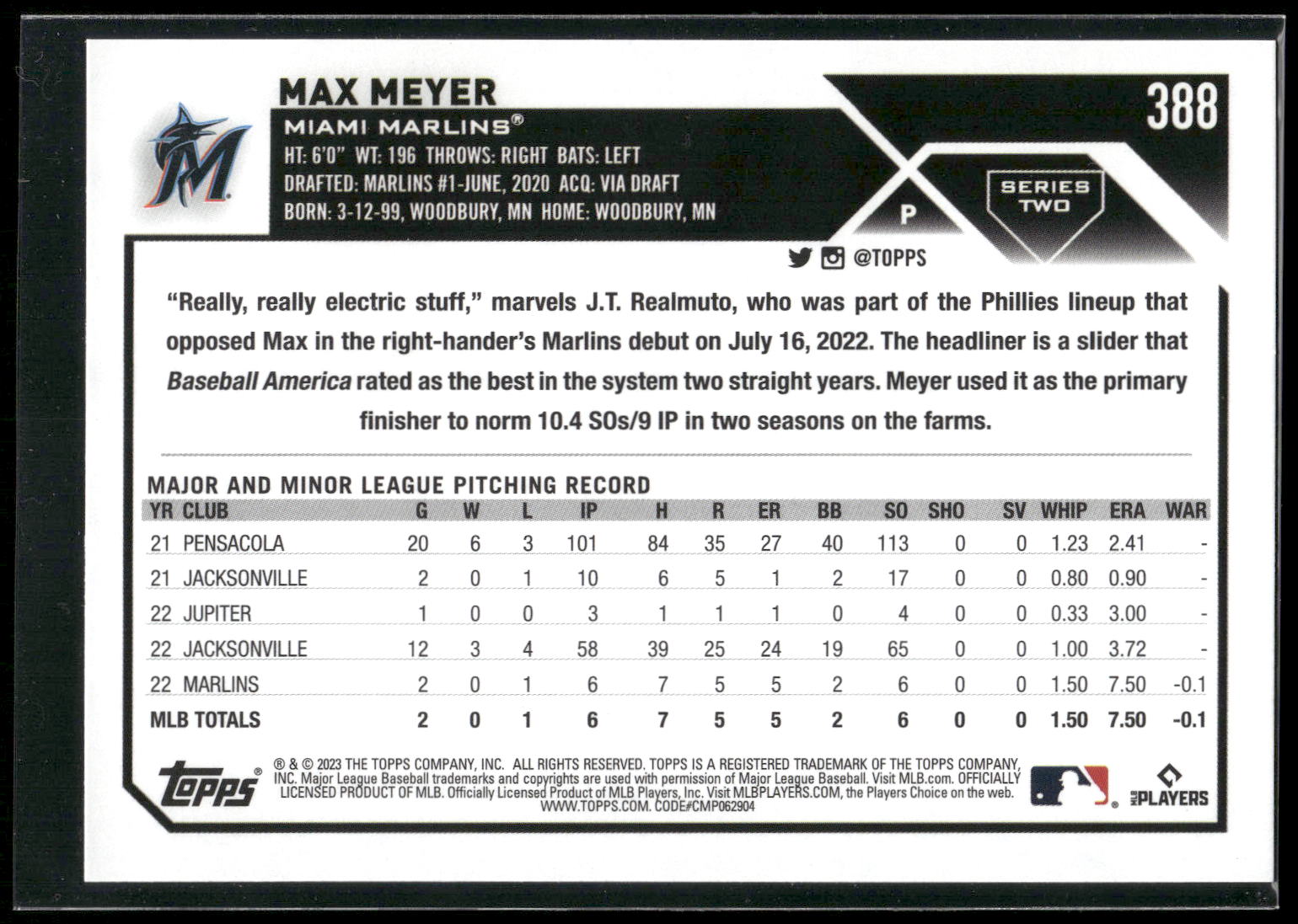 2023 Topps #388 Max Meyer