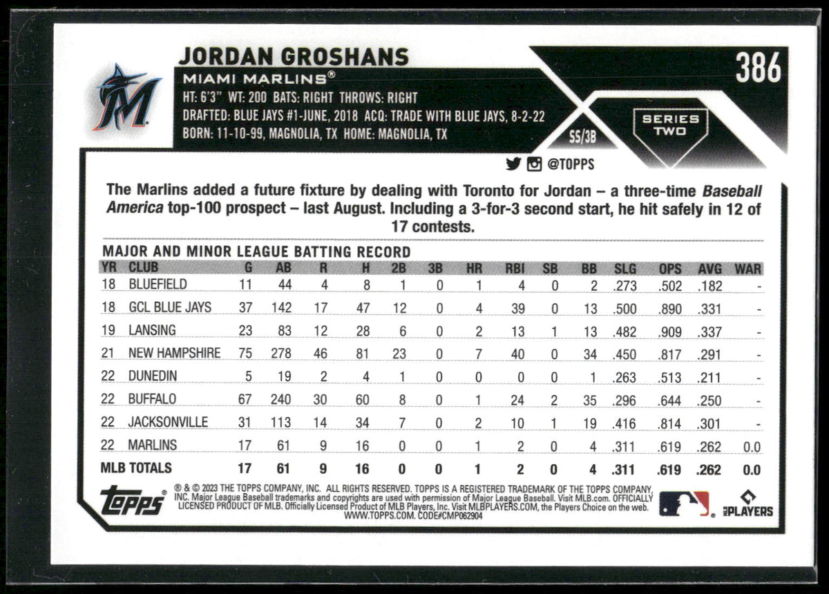 2023 Topps #386 Jordan Groshans