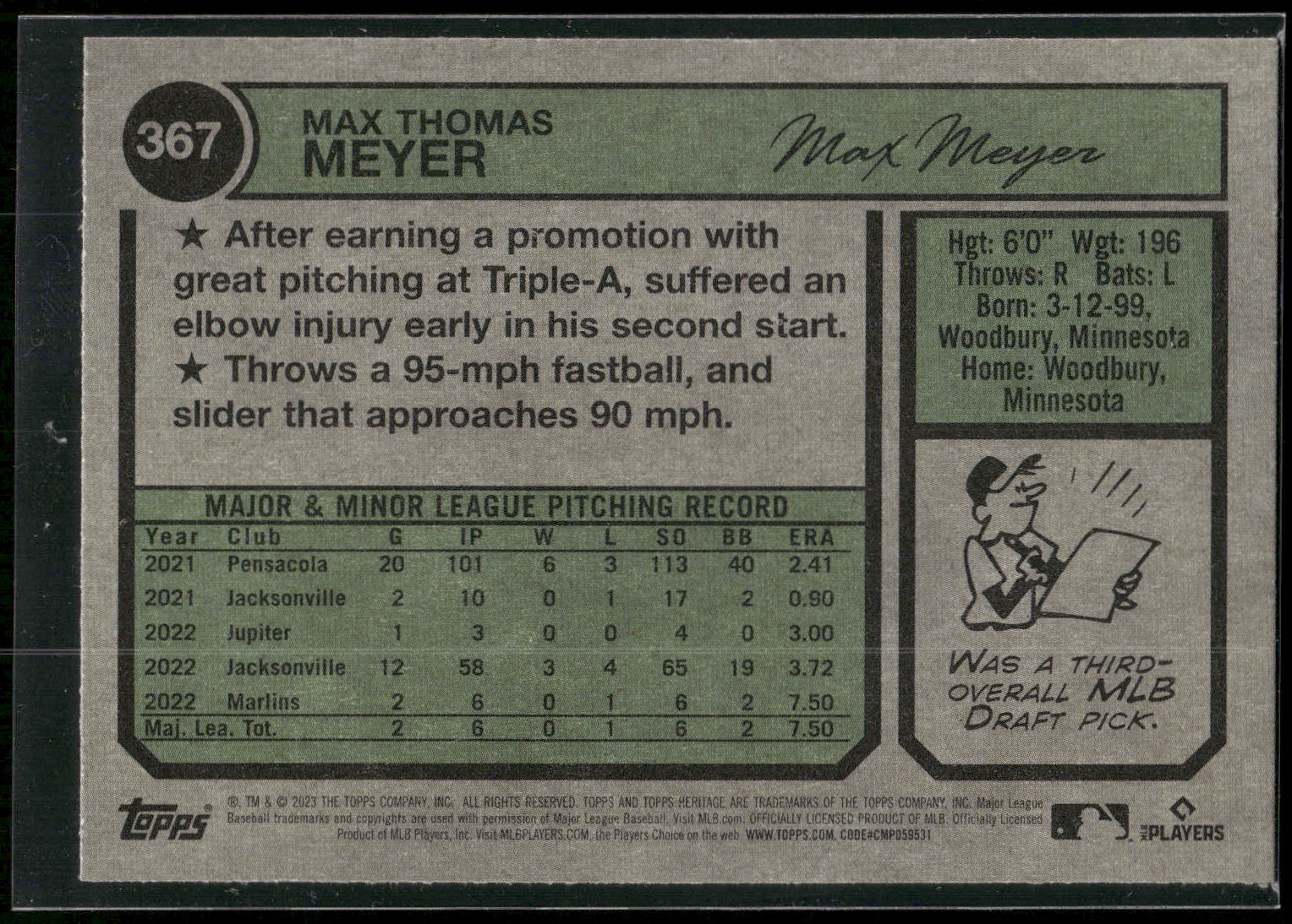 2023 Topps Heritage #367 Max Meyer