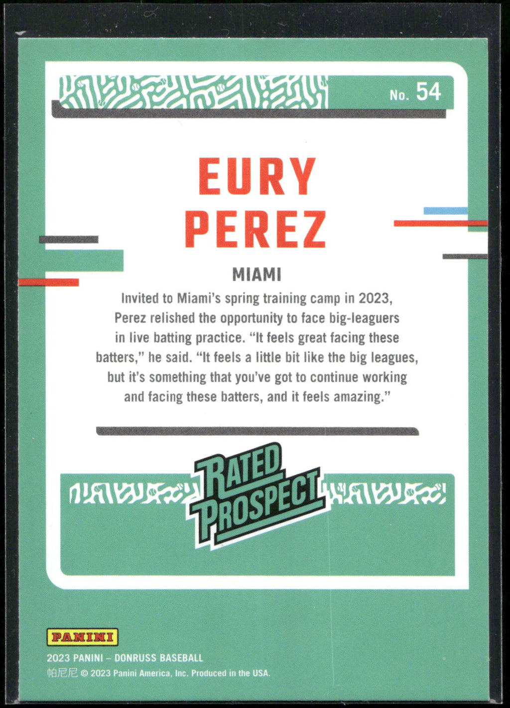 2023 Donruss #54 Eury Perez