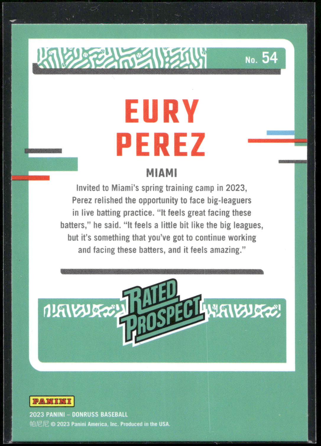 2023 Donruss #54 Eury Perez