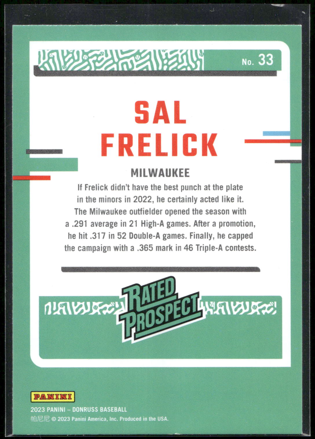2023 Donruss #33 Sal Frelick
