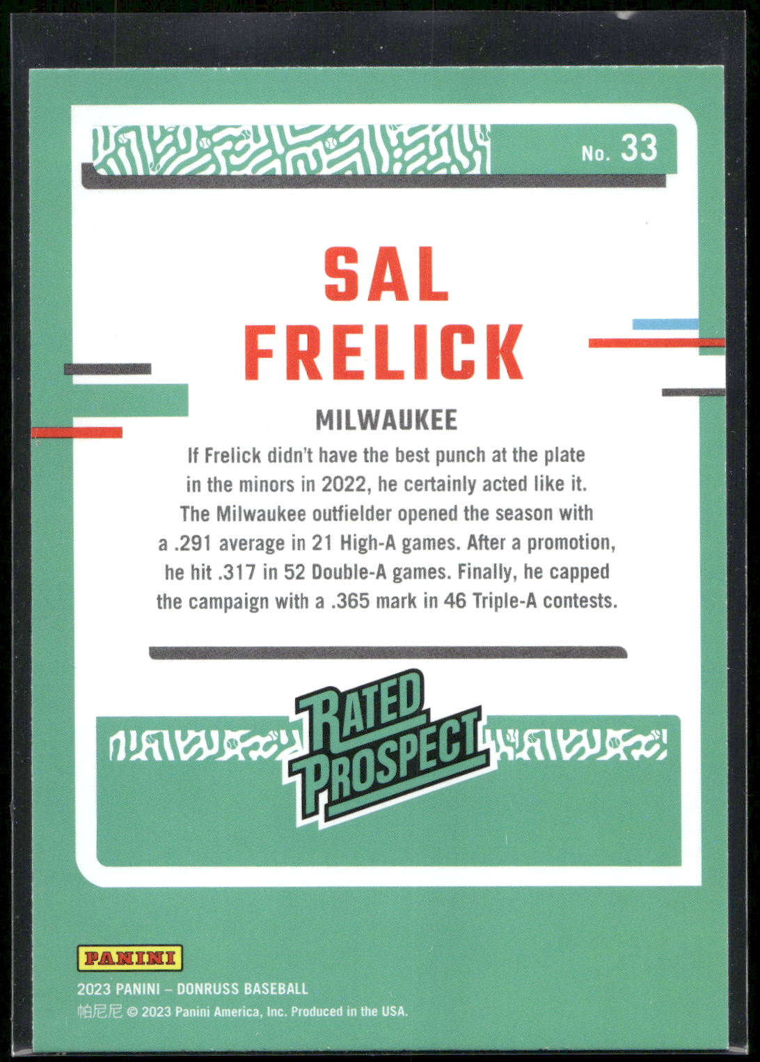 2023 Donruss #33 Sal Frelick