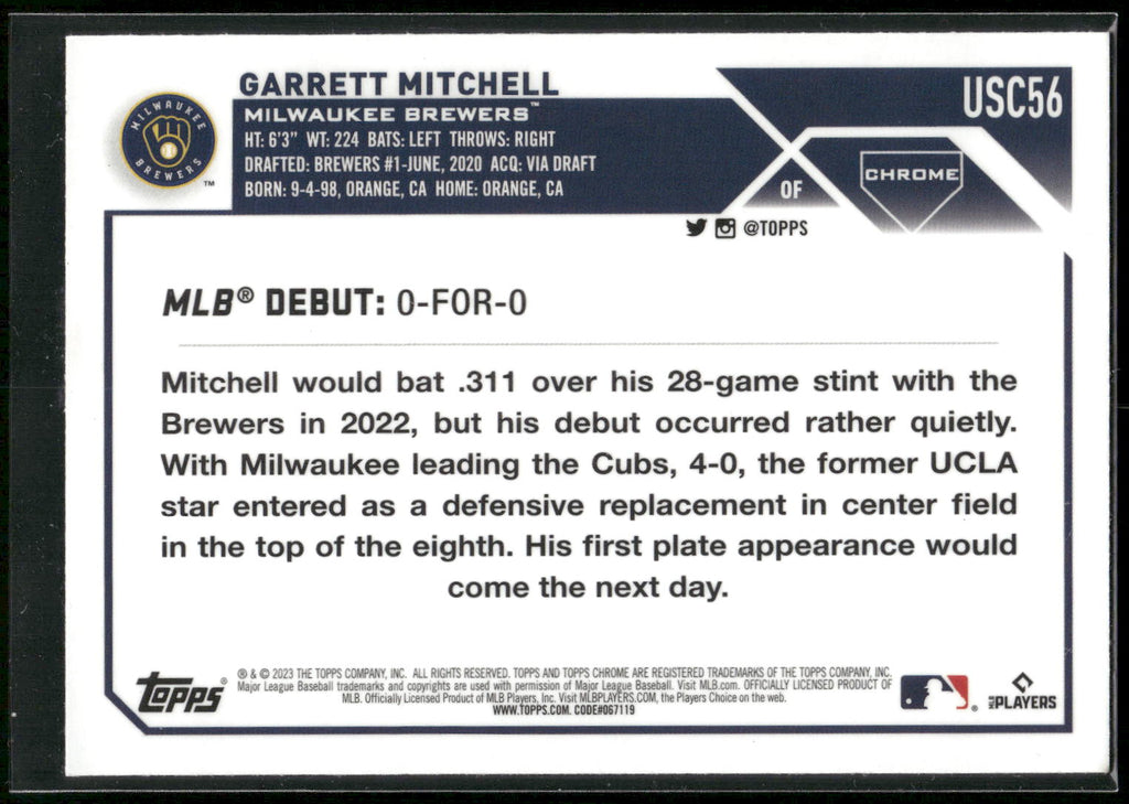 2023 Topps Chrome Update #USC56 Garrett Mitchell