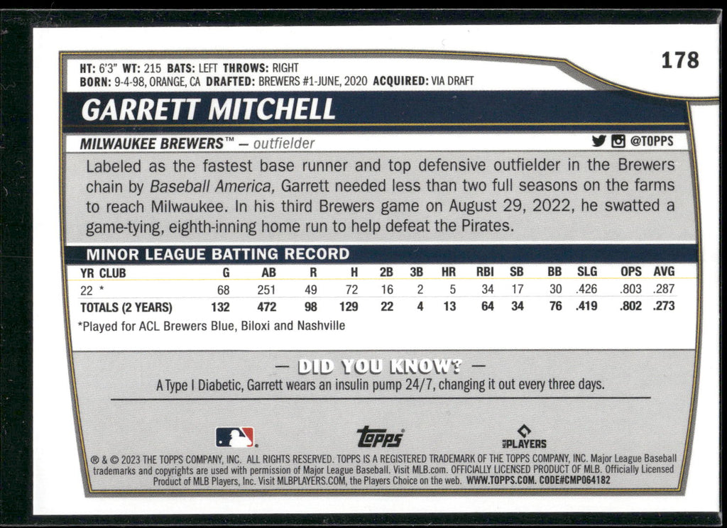 2023 Topps Big League #178 Garrett Mitchell