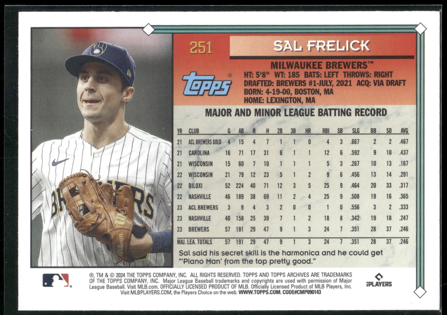 2024 Topps Archives #251 Sal Frelick