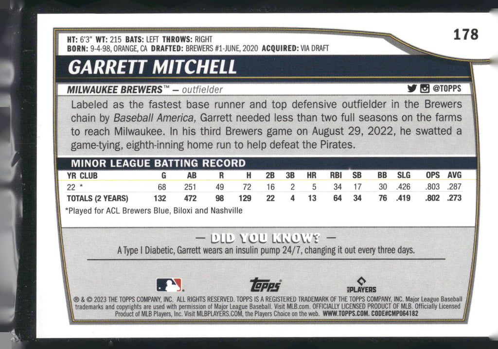2023 Topps Big League #178 Garrett Mitchell