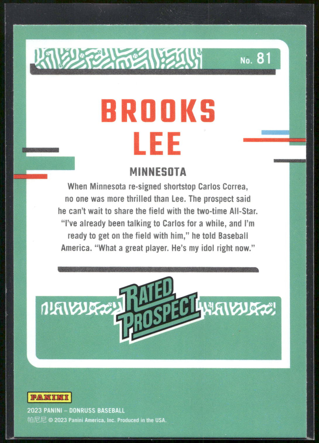 2023 Donruss #81 Brooks Lee