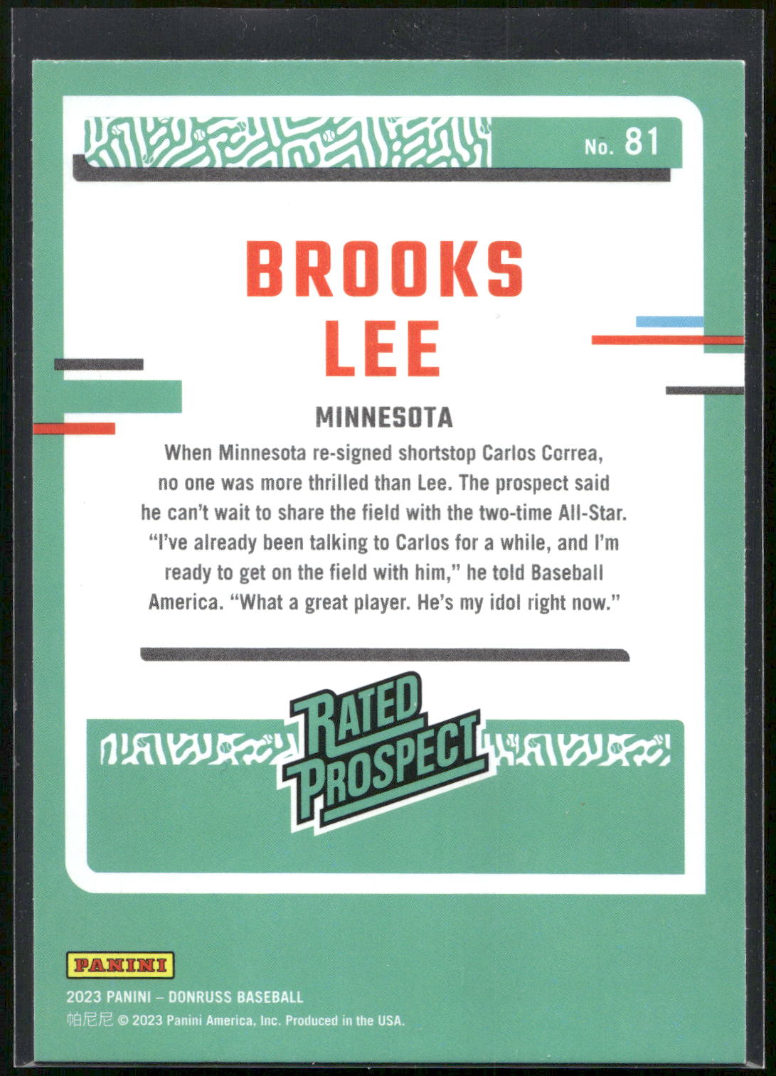 2023 Donruss #81 Brooks Lee