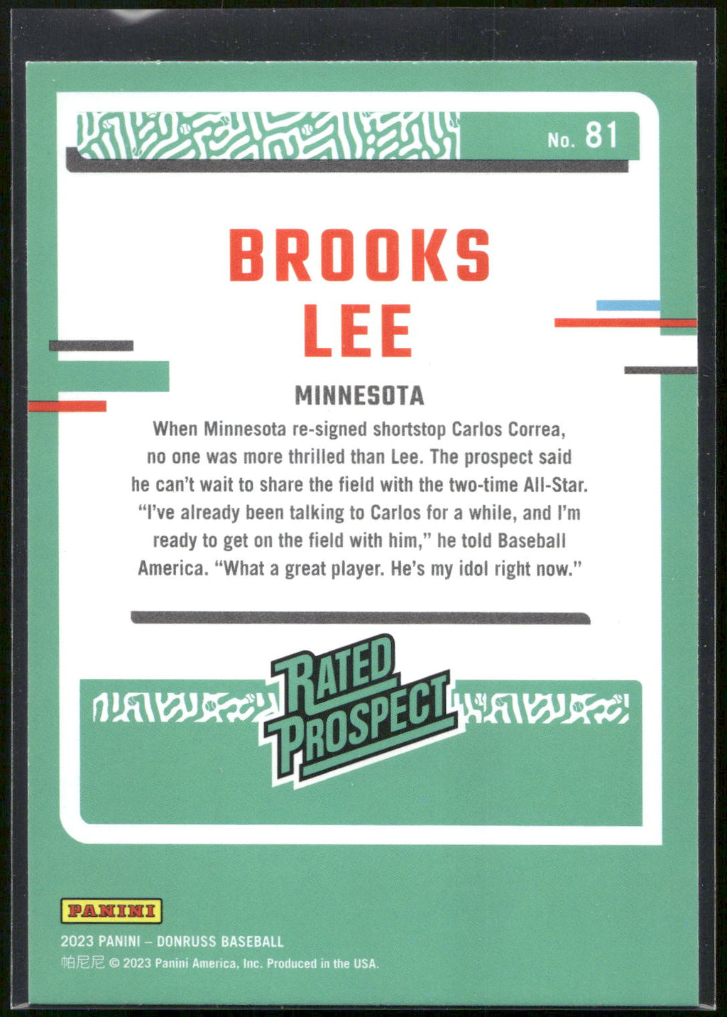 2023 Donruss #81 Brooks Lee
