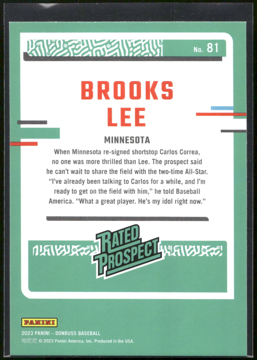 2023 Donruss #81 Brooks Lee