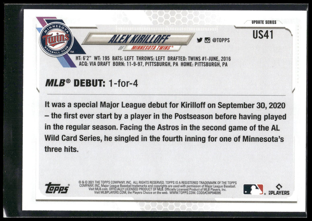 2021 Topps Update #US41 Alex Kirilloff
