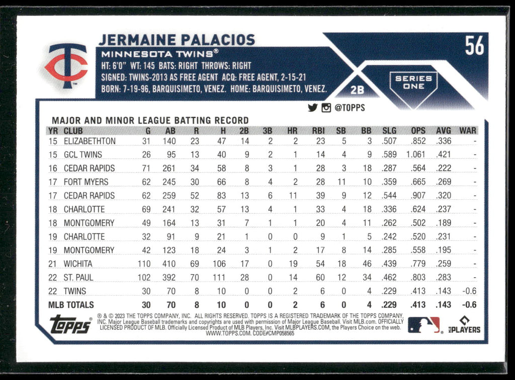 2023 Topps #56 Jermaine Palacios