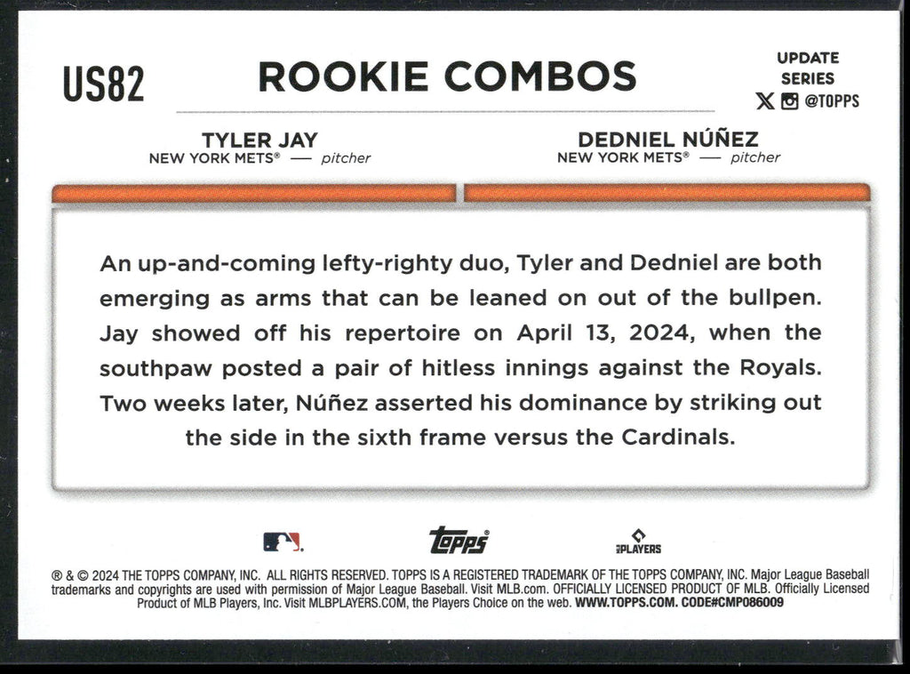 2024 Topps Update #US82 Dedniel Nunez / Tyler Jay RCOM,