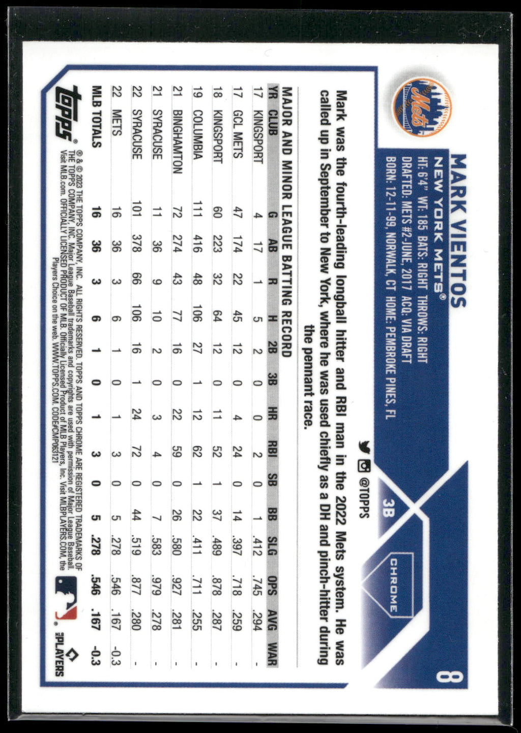 2023 Topps Chrome #8 Mark Vientos
