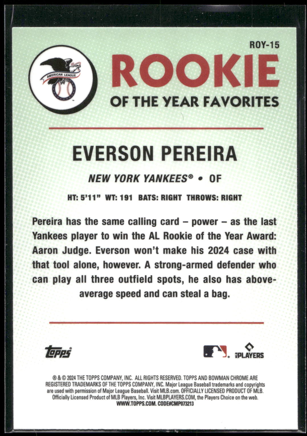 2024 Bowman #ROY-15 Everson Pereira Rookie of the Year Favorites