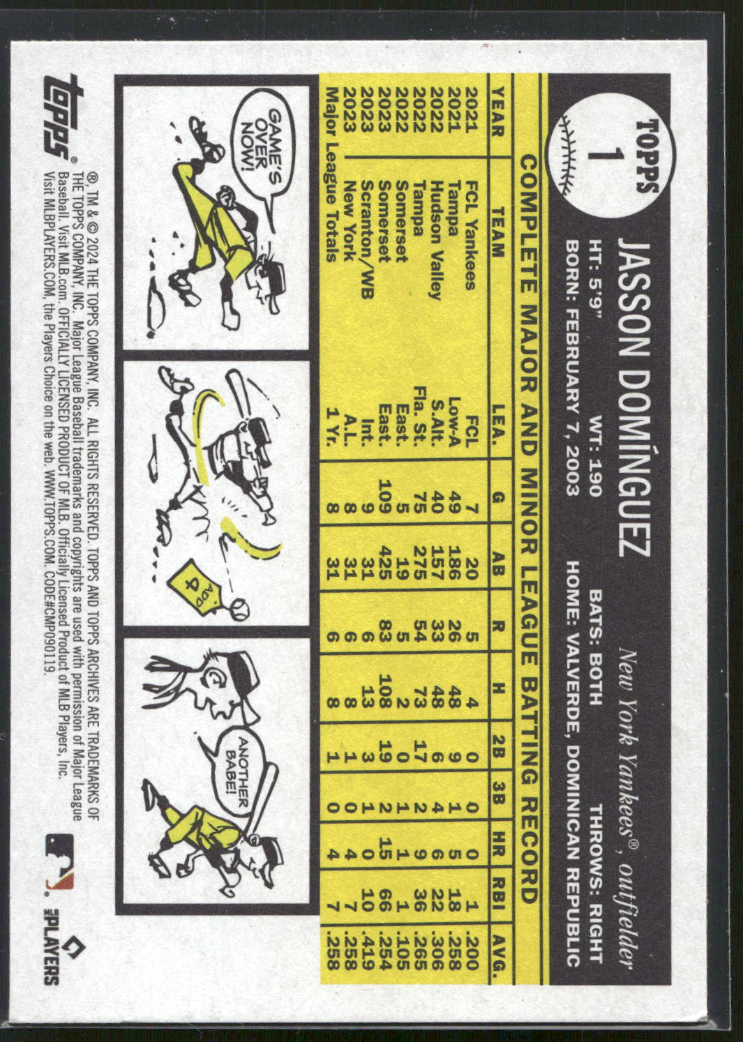 2024 Topps Archives #1 Jasson Domínguez