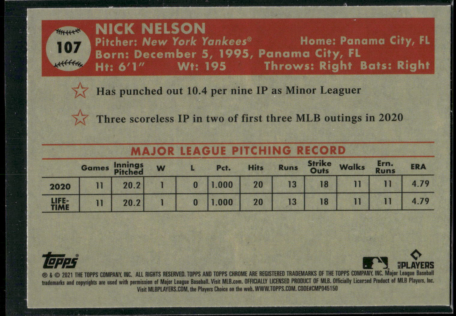2021 Topps Chrome Platinum Anniversary #107 Nick Nelson