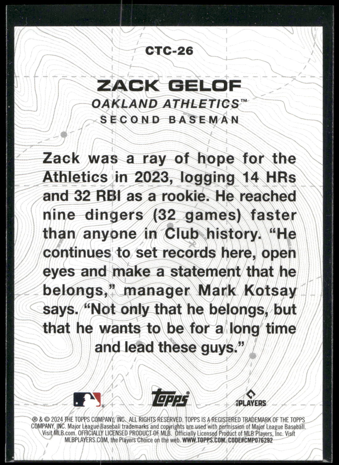 2024 Topps #CTC-26 Zack Gelof City to City