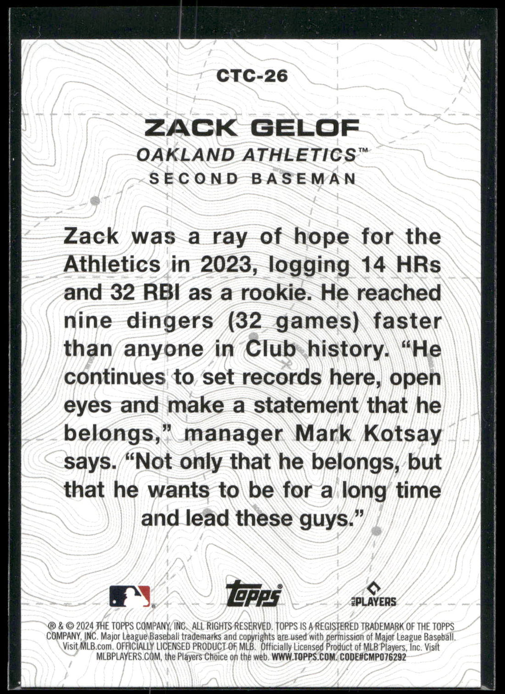 2024 Topps #CTC-26 Zack Gelof City to City
