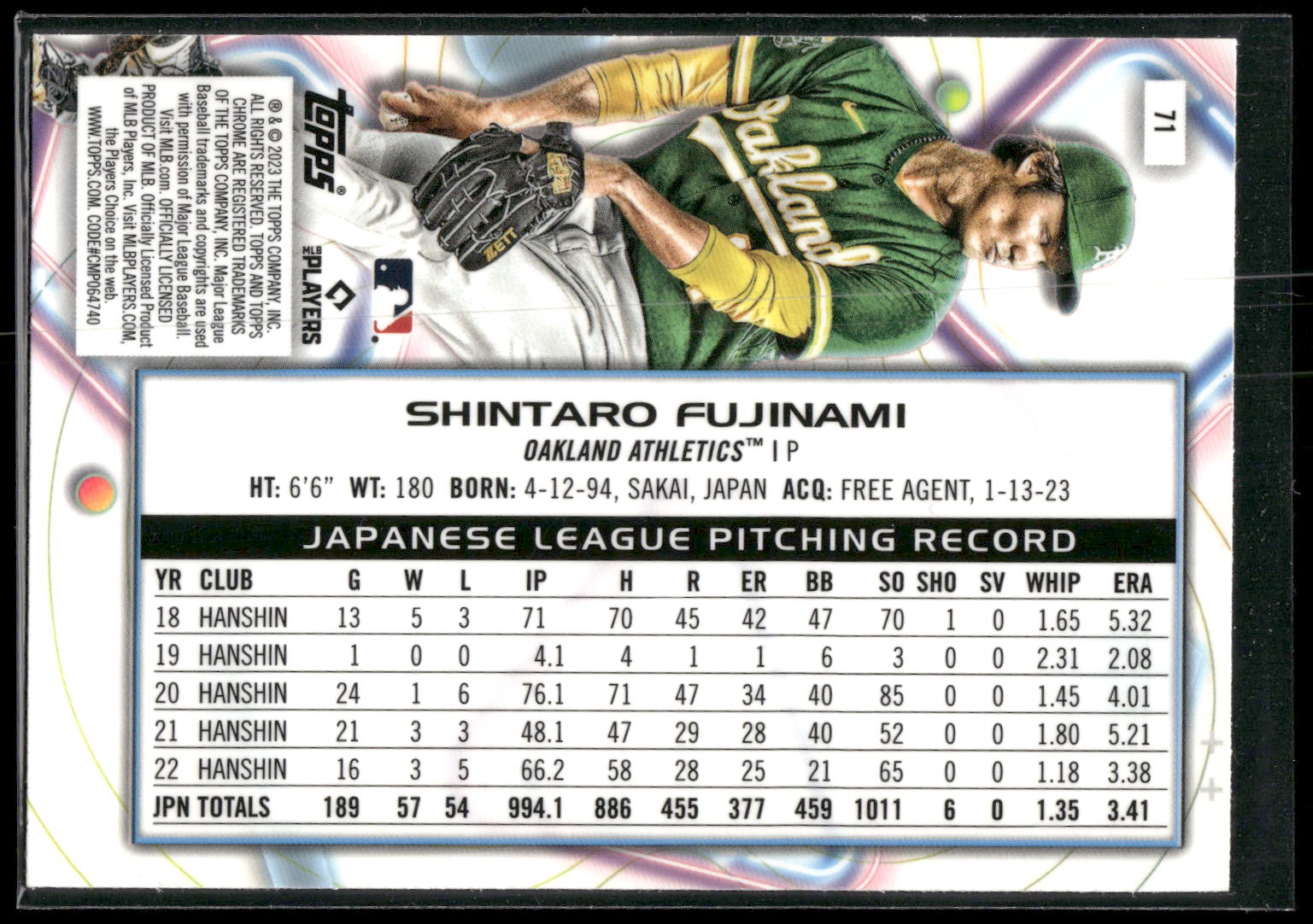 2023 Topps Chrome Cosmic #71 Shintaro Fujinami