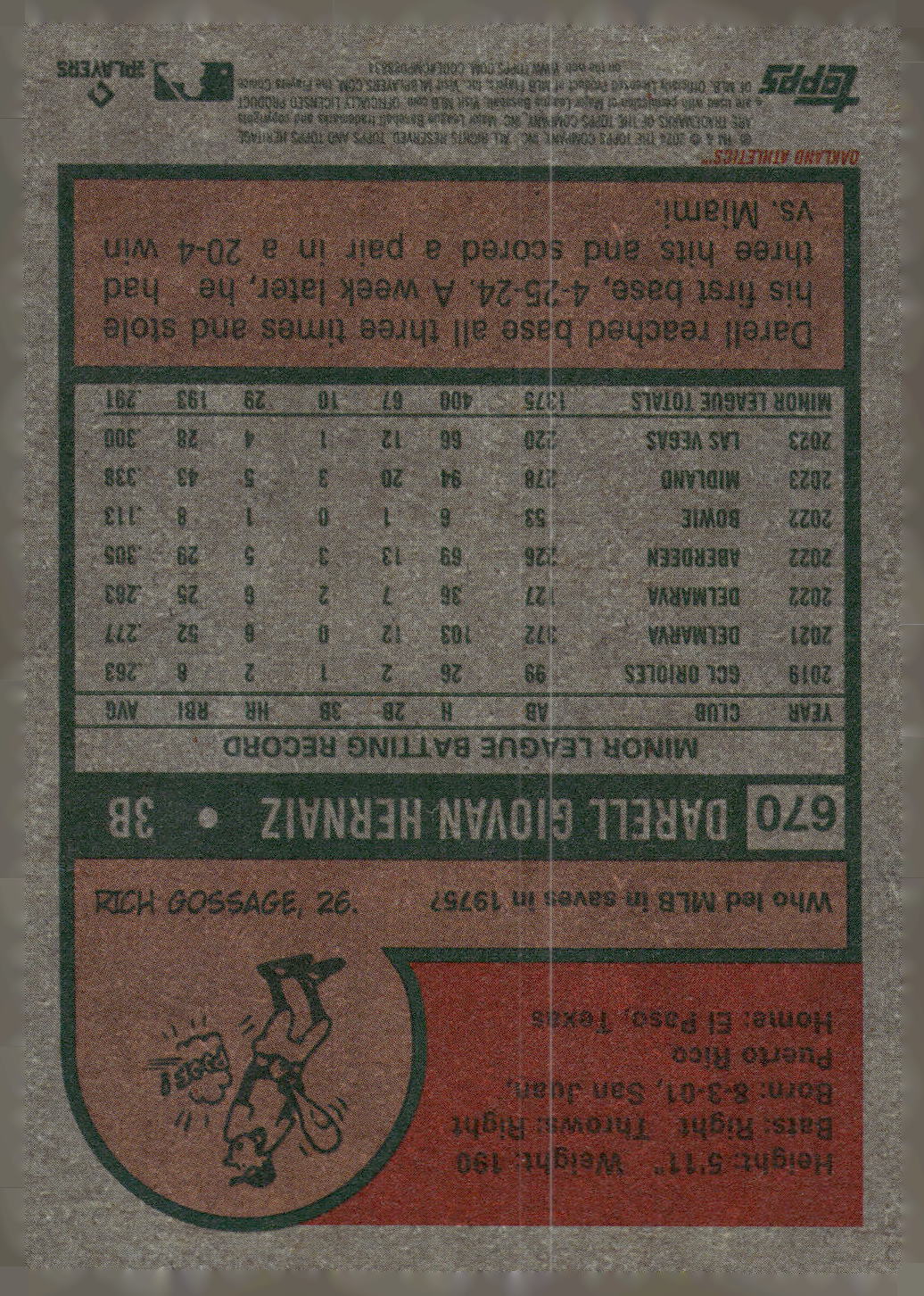 2024 Topps Heritage #670 Darell Hernaiz