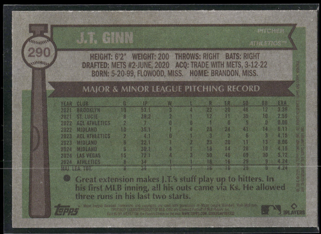 2025 Topps Heritage #290 J.T. Ginn