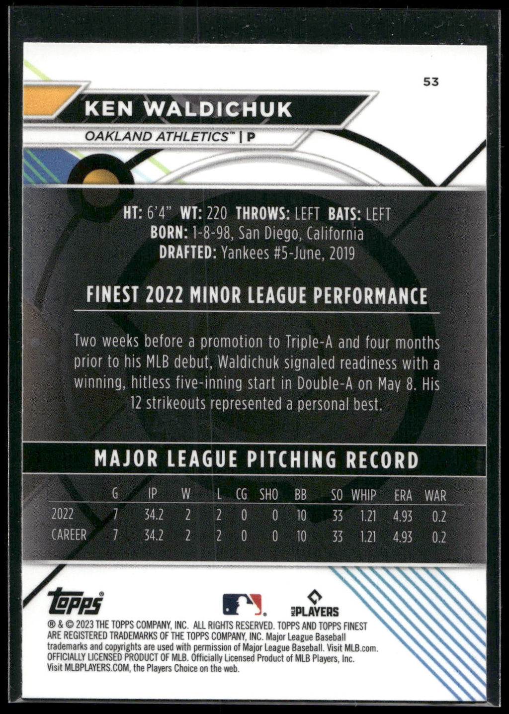2023 Finest #53 Ken Waldichuk