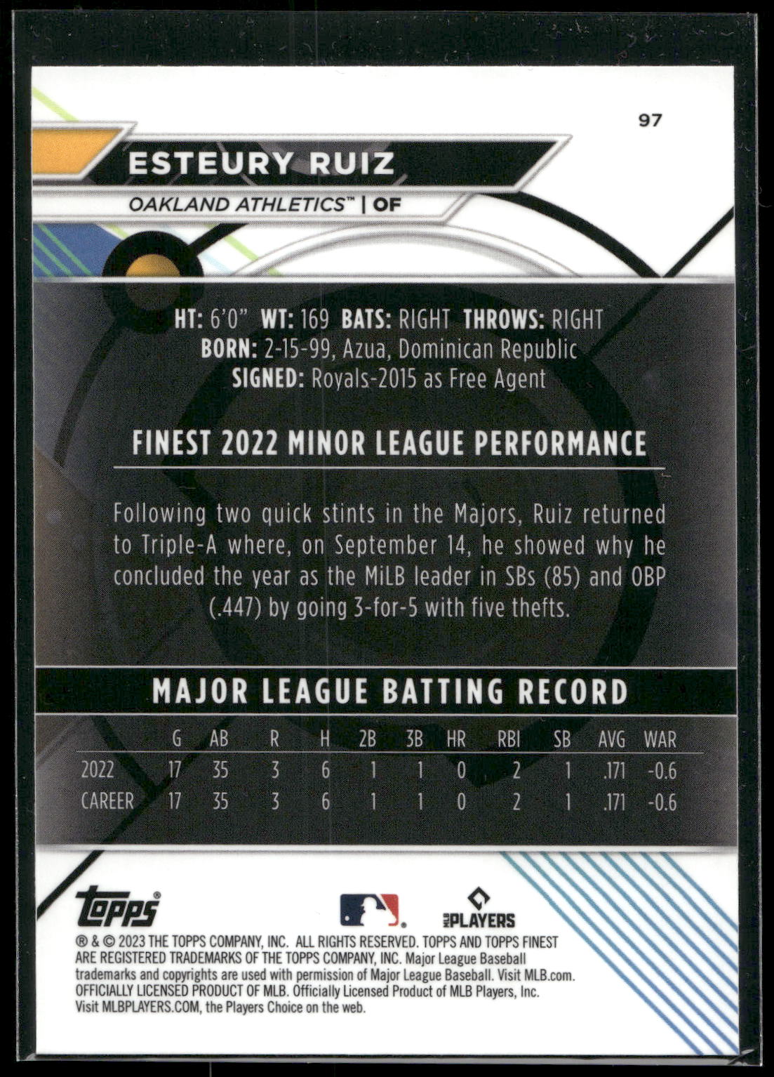 2023 Finest #97 Esteury Ruiz