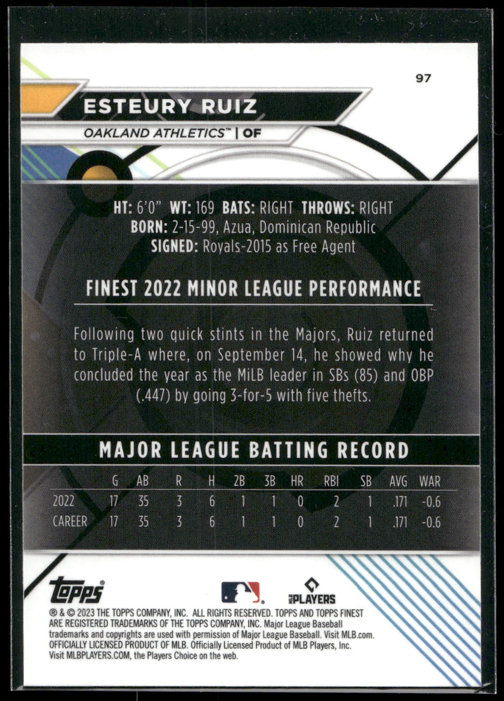 2023 Finest #97 Esteury Ruiz