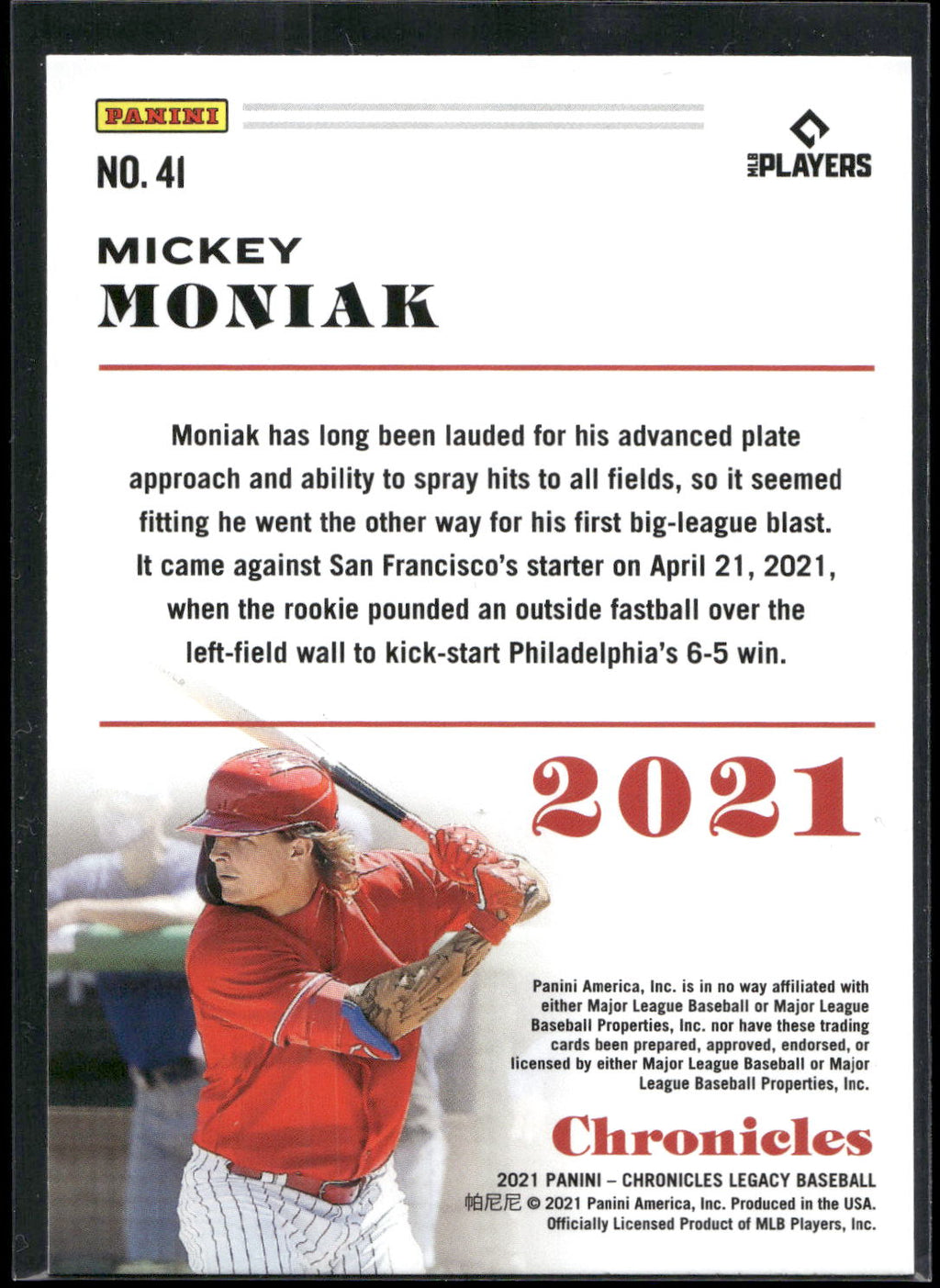 2021 Panini Chronicles #41 Mickey Moniak Chronicles