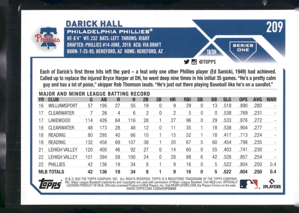 2023 Topps #209 Darick Hall