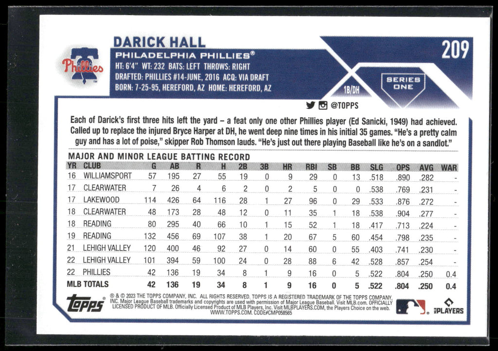 2023 Topps #209 Darick Hall