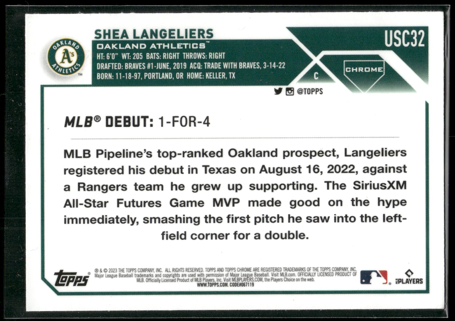 2023 Topps Chrome Update #USC32 Shea Langeliers