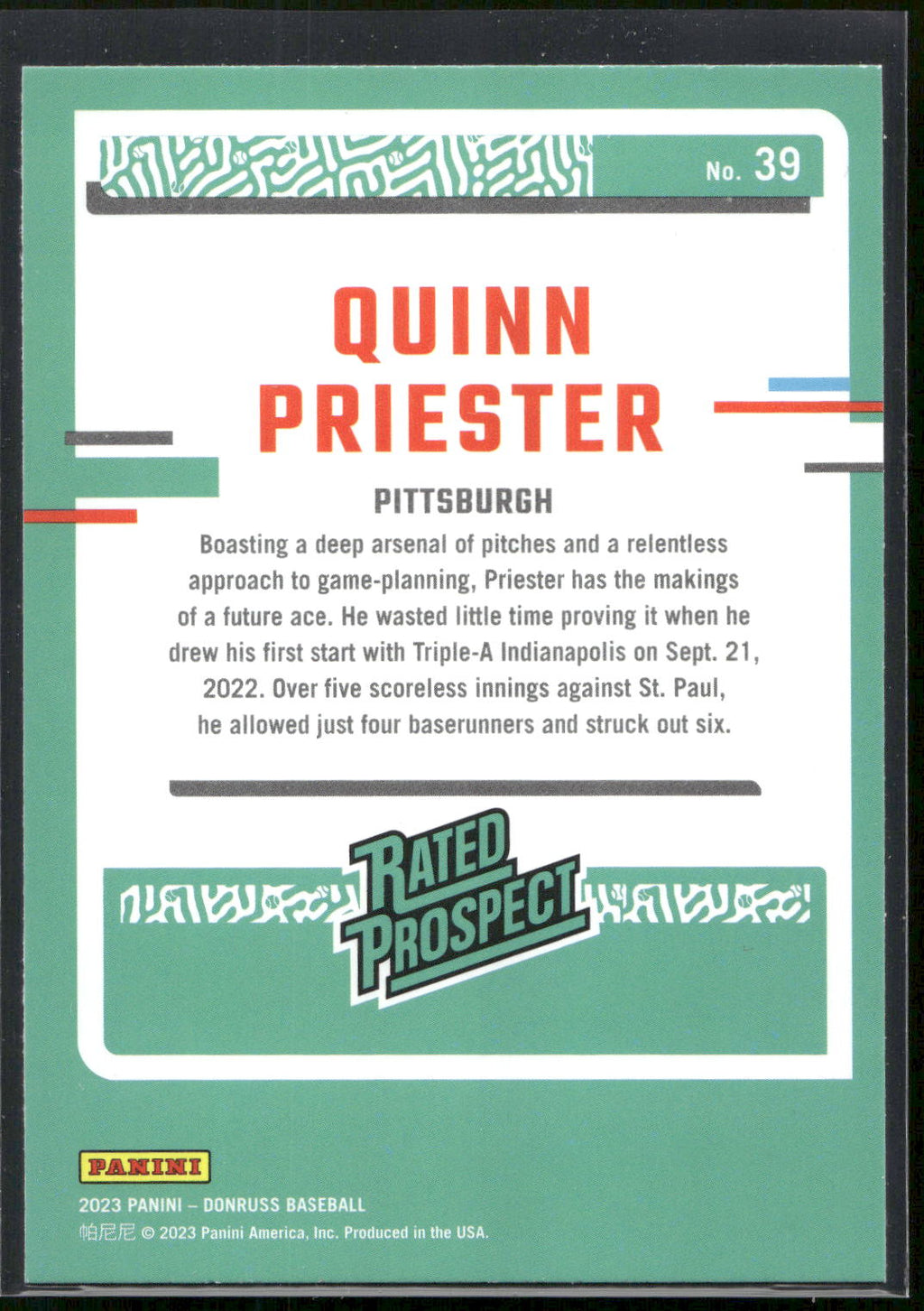 2023 Donruss #39 Quinn Priester