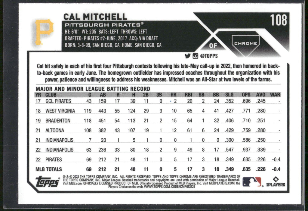 2023 Topps Chrome #108 Cal Mitchell
