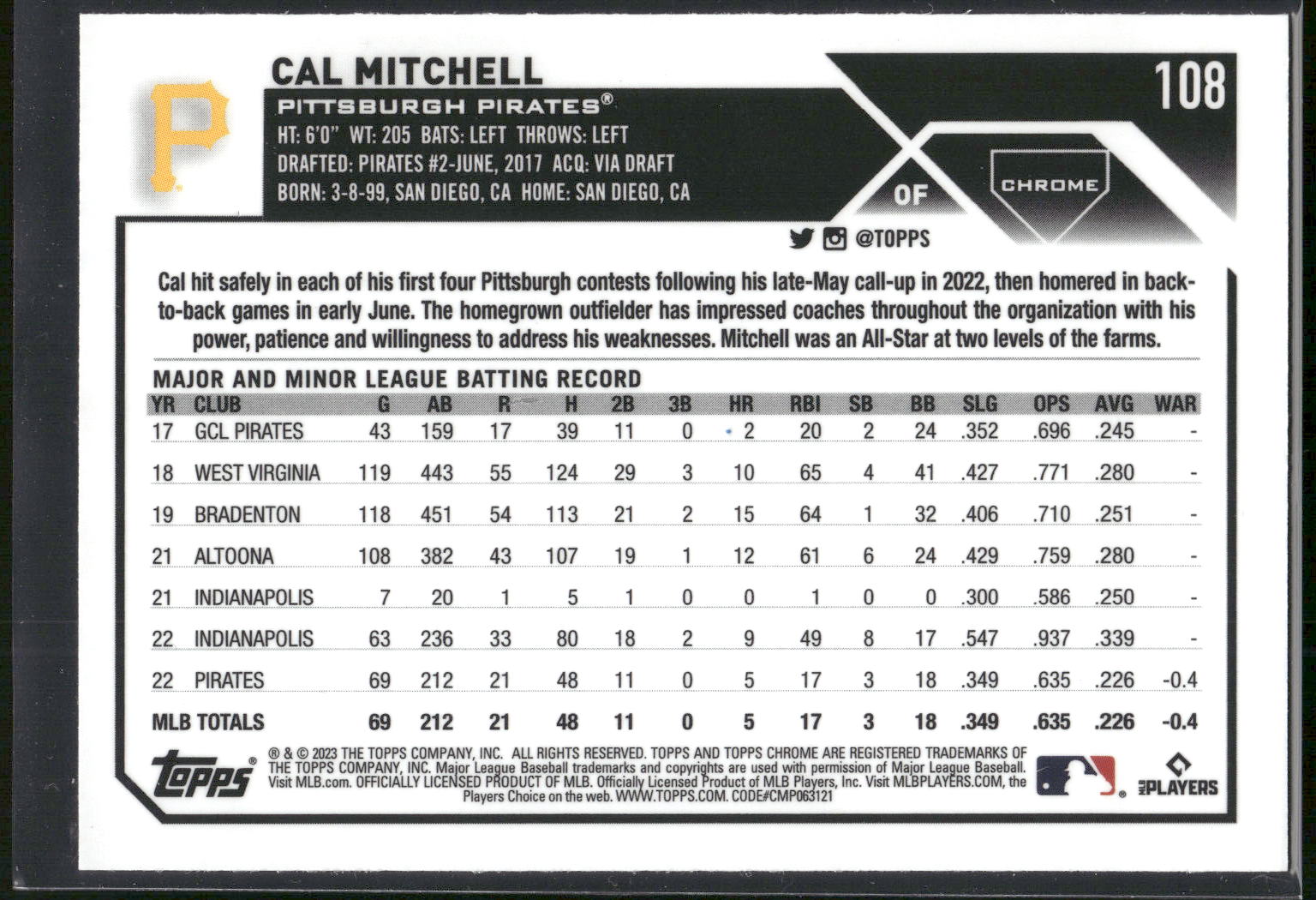 2023 Topps Chrome #108 Cal Mitchell