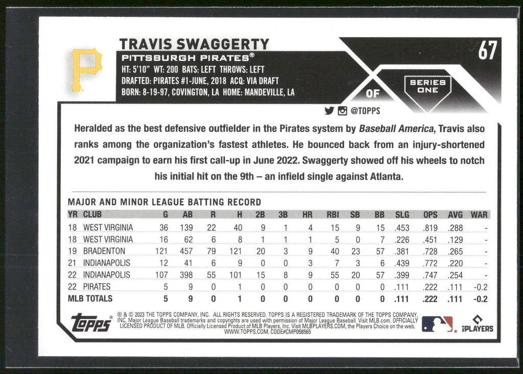 2023 Topps #67 Travis Swaggerty