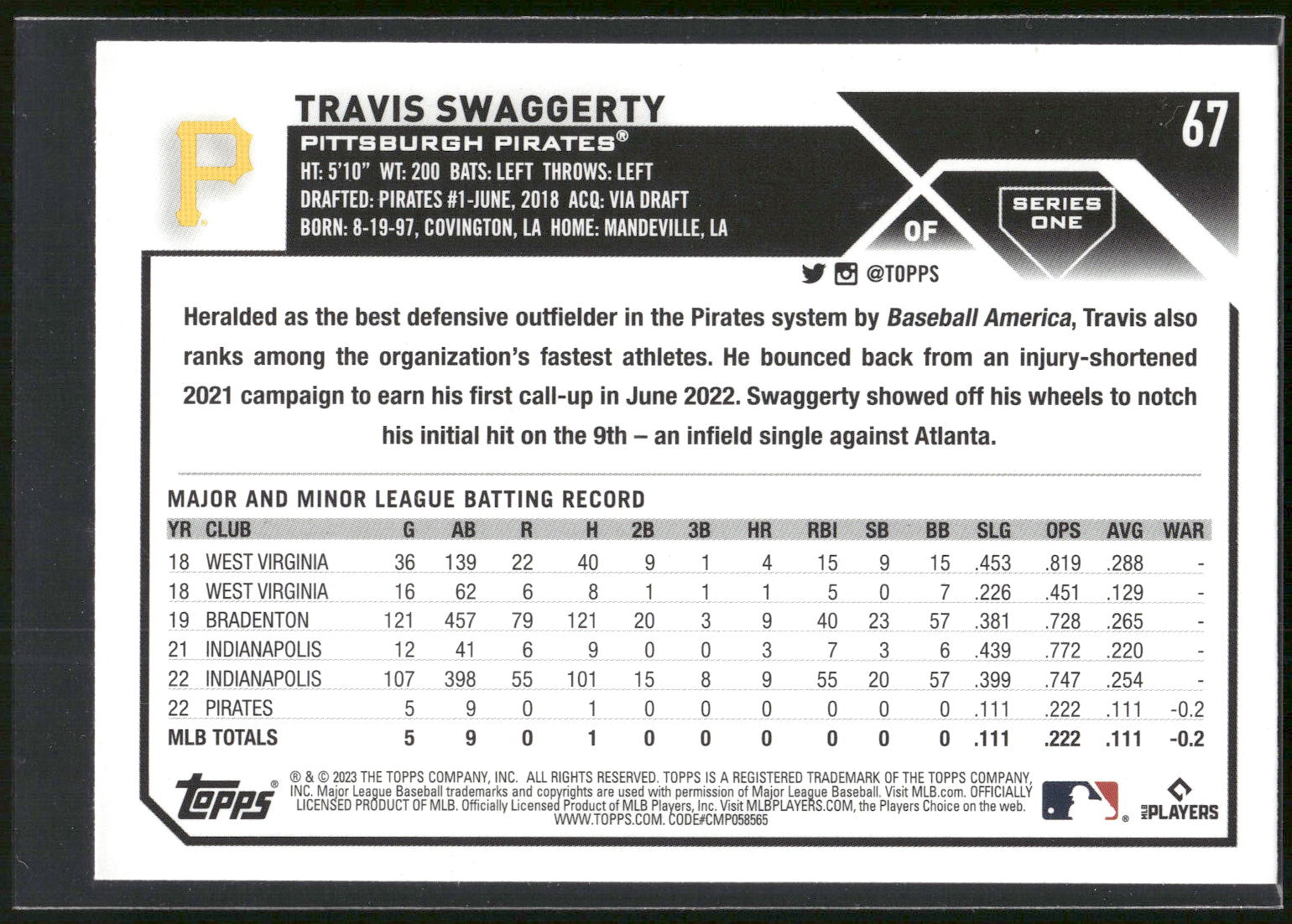 2023 Topps #67 Travis Swaggerty
