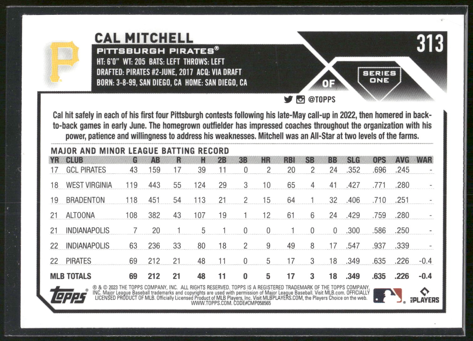 2023 Topps #313 Cal Mitchell