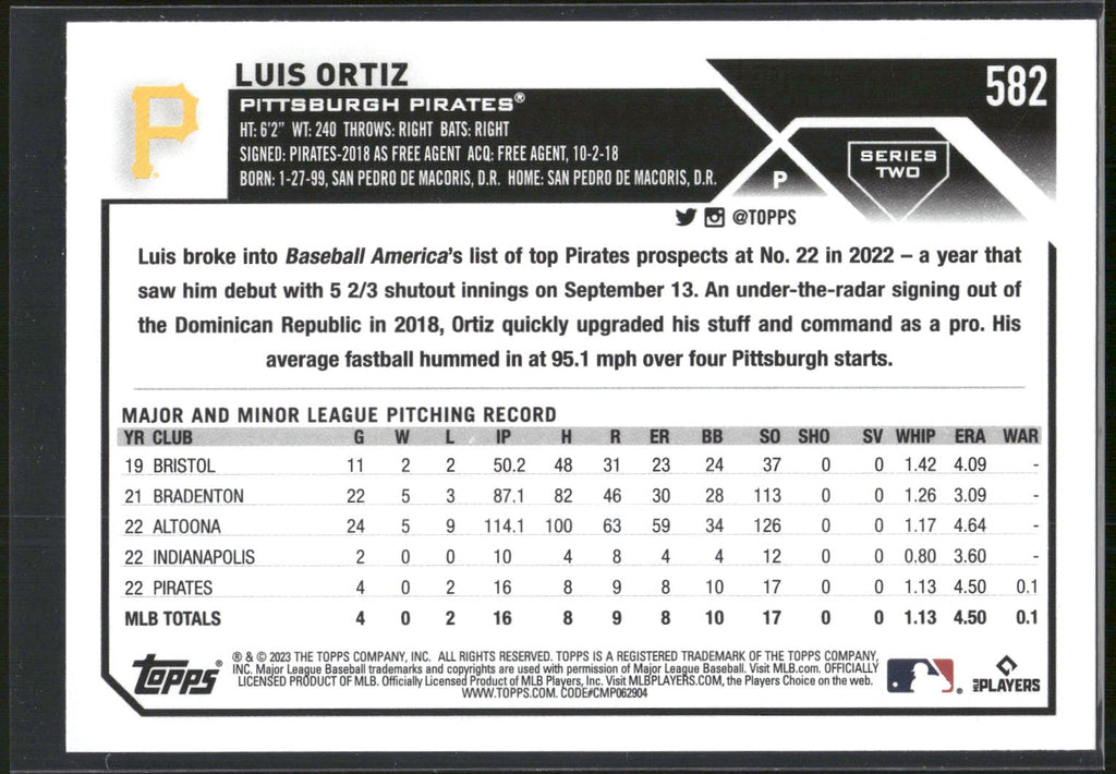2023 Topps #582 Luis Ortiz