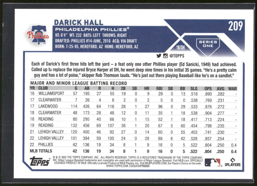 2023 Topps #209 Darick Hall